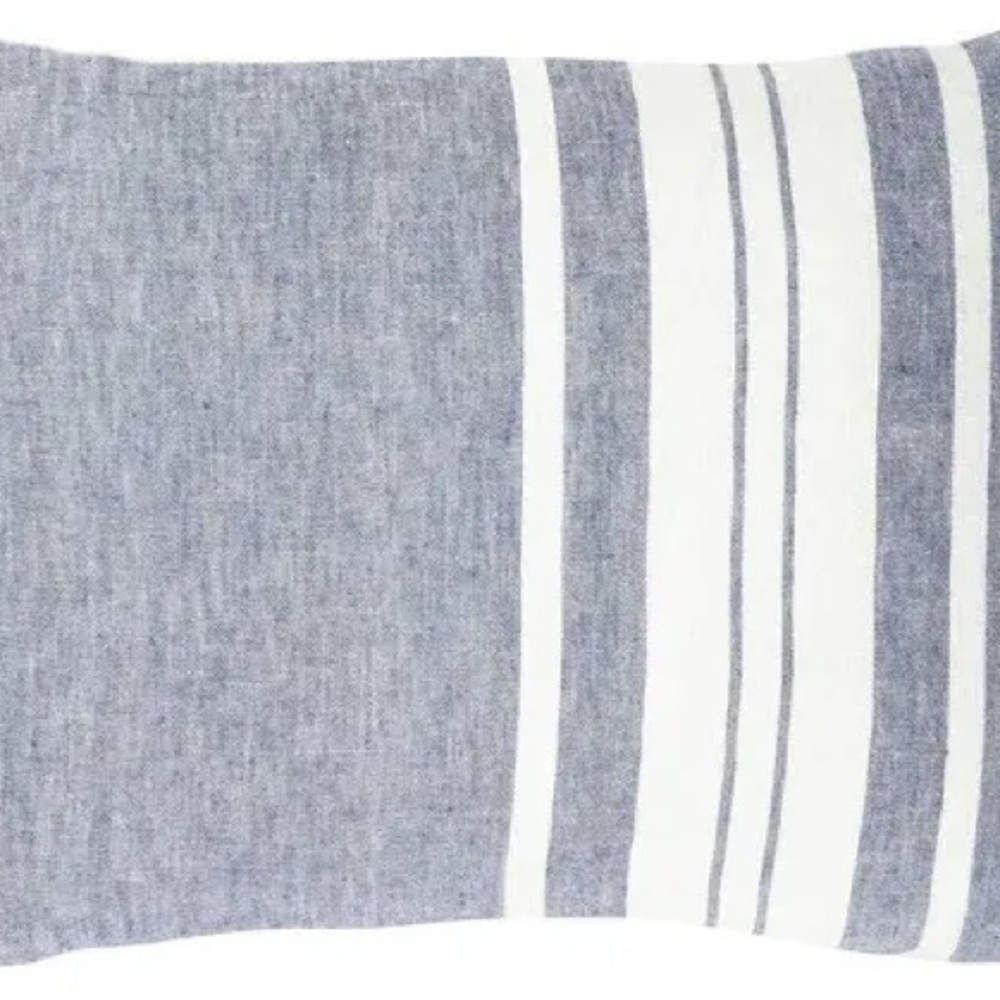 Striped Blue and White Accent Pillow